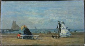 Strand ved Trouville af Eugene Louis Boudin