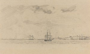 Kystlandskab med Skibsfart af Eugène Boudin
