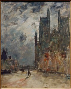 Abbeville Collegiate Church om natten af Eugene Louis Boudin
