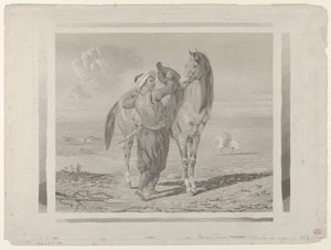 En tyrker sadler sin hest, 1824., 1824. af Eugène Delacroix