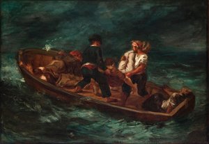 Efter skibsvraget (Barge of Don Juan - lig smidt i havet) af Eugène Delacroix