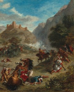 Arabere i træfning i bjergene af Eugène Delacroix