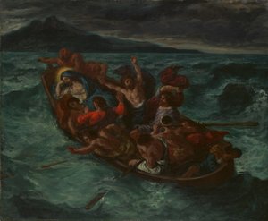 Kristus sov under stormen, ca. 1853. af Ferdinand Victor Eugene Delacroix