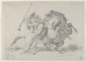 Kollision af mauriske ryttere, 1834., 1834. af Eugène Delacroix