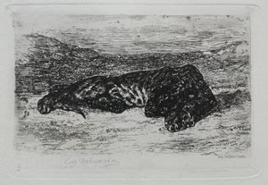 Krøjende tiger i ørkenen af Eugène Delacroix