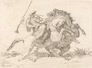 Mødet mellem de mauriske ryttere (Rencontre de Cavaliers Maures) af Eugène Delacroix