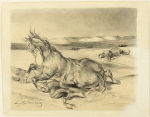 Falden Hest og Død Ridder af Eugène Delacroix