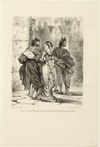 Faust forsøger at forføre Marguerite, fra Faust af Eugène Delacroix