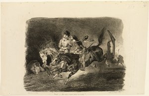 Faust og Mephistopheles galoperer gennem heksenes sabbatsnat af Eugène Delacroix