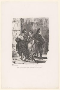 Faust prøvet Grietje te verleiden Faust: Min smukke unge dame, ville jeg vove at tilbyde dig min arm og køre dig hjem? (titel på objekt) Faust (serietitel) Faust, tragedie af M. de Goethe (serietitel) af Eugène Delacroix