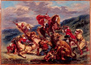 Fransk: Chasse au lion af Eugène Delacroix