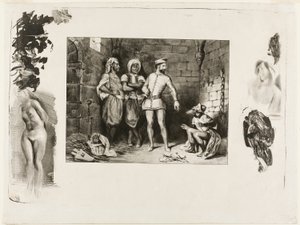 Fronte-boeuf og jøden, fra Ivanhoe af Eugène Delacroix