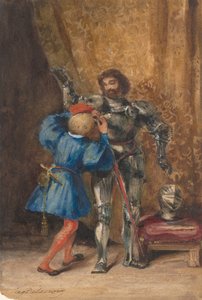 Goetz von Berlichingen bliver klædt i rustning af His Page George, 1826-27. af Eugène Delacroix