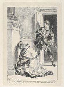 Hamlet forsøger at dræbe kongen, 1834-43., 1834-43. af Eugène Delacroix