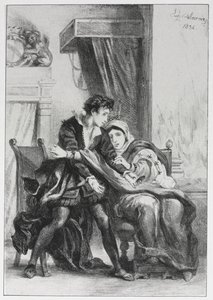 Hamlet: Hamlet og dronningen af Eugène Delacroix