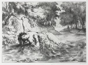 Hamlet: Ophelias død af Eugène Delacroix