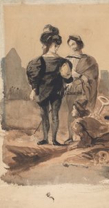 Hamlet og Horatio i kirkegården, 1827-28. af Eugène Delacroix
