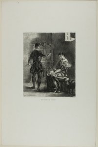 Hamlet og Ophelia, planche 5 fra Hamlet af Eugène Delacroix