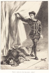 Hamlet and the Body of Polonius (Act III, Scene IV) af Eugène Delacroix