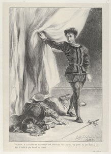 Hamlet and the Corpse of Polonius, 1835., 1835. af Eugène Delacroix