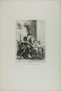 Hamlet og dronningen, planche 10 fra Hamlet af Eugène Delacroix