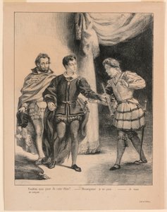 Illustration til Hamlet: Hamlet og Guildenstern (III,2) af Eugène Delacroix