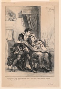 Illustration til Hamlet: Hamlet og dronningen (III,4) af Eugène Delacroix