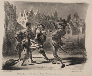 Illustrationer til Faust: Duel af Faust og Valentin af Eugène Delacroix