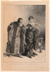 Illustration til Hamlet. Polonius og Hamlet (II,2) af Eugène Delacroix