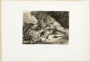 Løve fortærer en hest af Eugène Delacroix