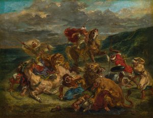 Løvejagt, 186061. af Eugène Delacroix