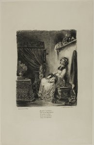 Marguerite ved Spindehjulet, fra Faust af Eugène Delacroix