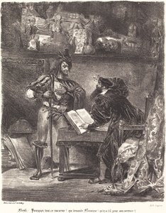 Mephisto viser sig for Faust. af Eugène Delacroix
