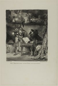 Mephistopheles ser ud til Faust, fra Faust af Eugène Delacroix
