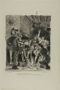 Mephistopheles på studenternes kro, fra Faust af Eugène Delacroix