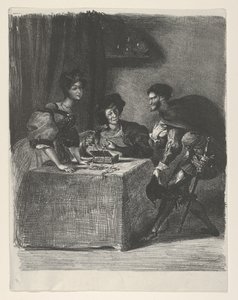 Mephistopheles præsenterer sig for Martha Goethe, Faust, 1825-27., 1825-27. af Eugène Delacroix