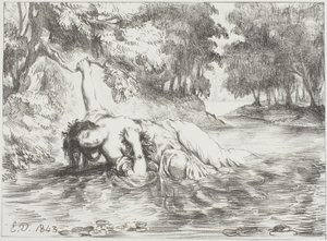 Ophelias død af Eugène Delacroix