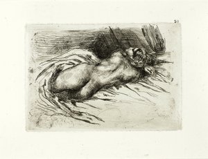 Liggende nøgen, set bagfra af Eugène Delacroix