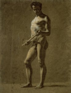 Stående akademisk mandlig nøgen (rekto); Skitse af overarm (verso) af Eugène Delacroix