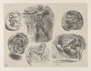 Studier af seks græske mønter, 1825., 1825. af Eugène Delacroix