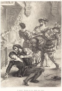 The Death of Hamlet Act V, Scene II, 1843. af Eugène Delacroix