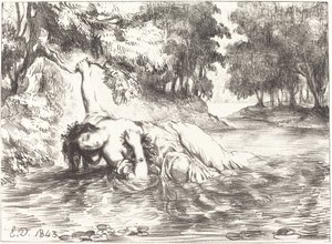 The Death of Ophelia Act IV, Scene VII, 1843. af Eugène Delacroix