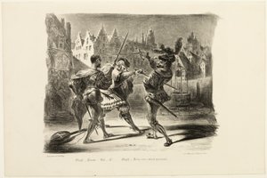 Duellen mellem Faust og Valentine, fra Faust af Eugène Delacroix