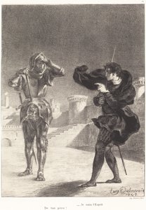 Spøgelset på terrassen (Act I, Scene V) af Eugène Delacroix