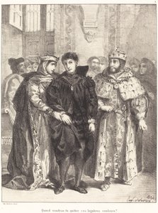 Dronningen forsøger at trøste Hamlet (Act I, Scene II) af Eugène Delacroix