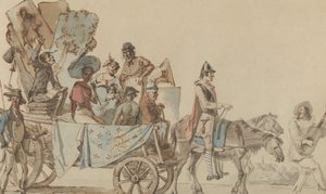 Teatertrup på vejen, 1818. af Eugène Delacroix