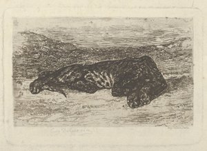 Tiger liggende i ørkenen, 1846, 1846. af Eugène Delacroix