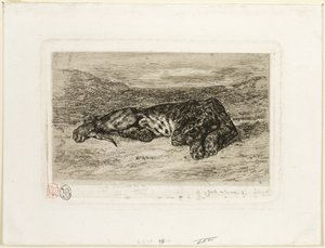 Tiger hviler i ørkenen af Eugène Delacroix
