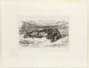 Tiger hviler i ørkenen af Eugène Delacroix