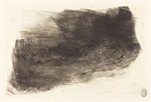 Tiger sover ved indgangen til dens hule af Eugène Delacroix